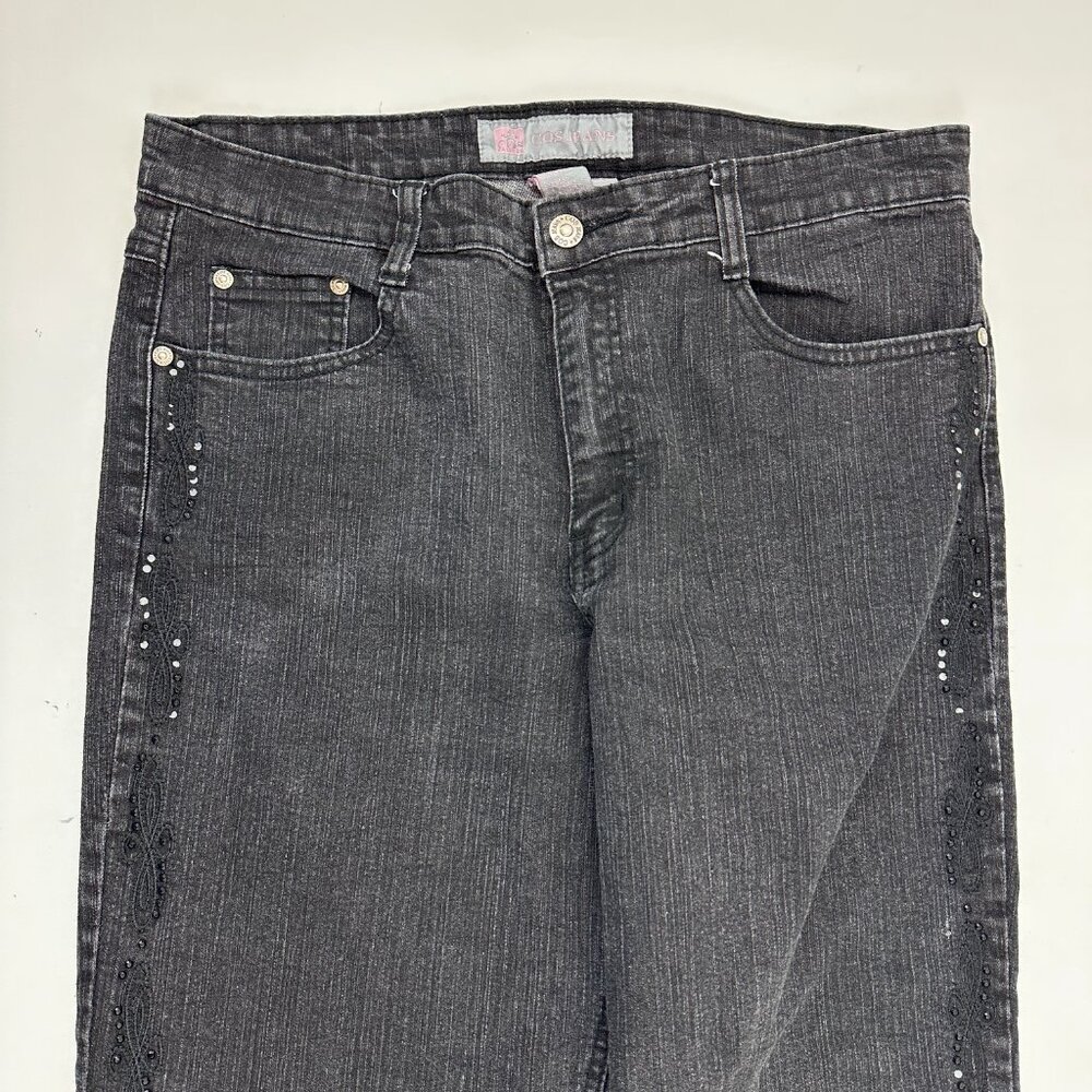 COS Jeans Beading Detail Boocut Women's size 12P Black Denim Jeans - Picture 2 of 4